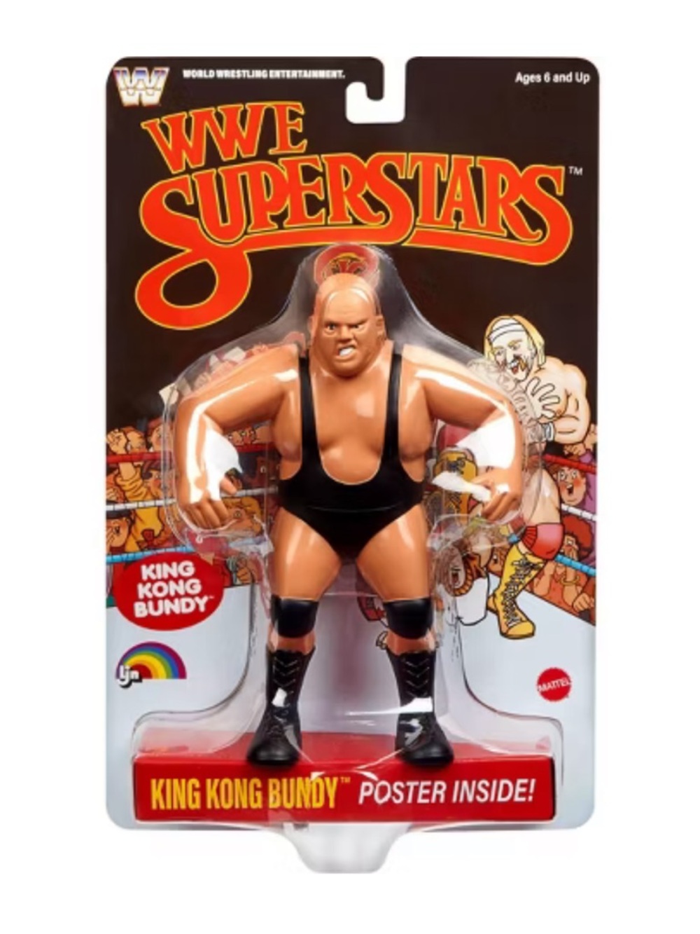 LJN WWE Superstars King Kong Bundy Action Figure, 1980s Retro 8" Black Card